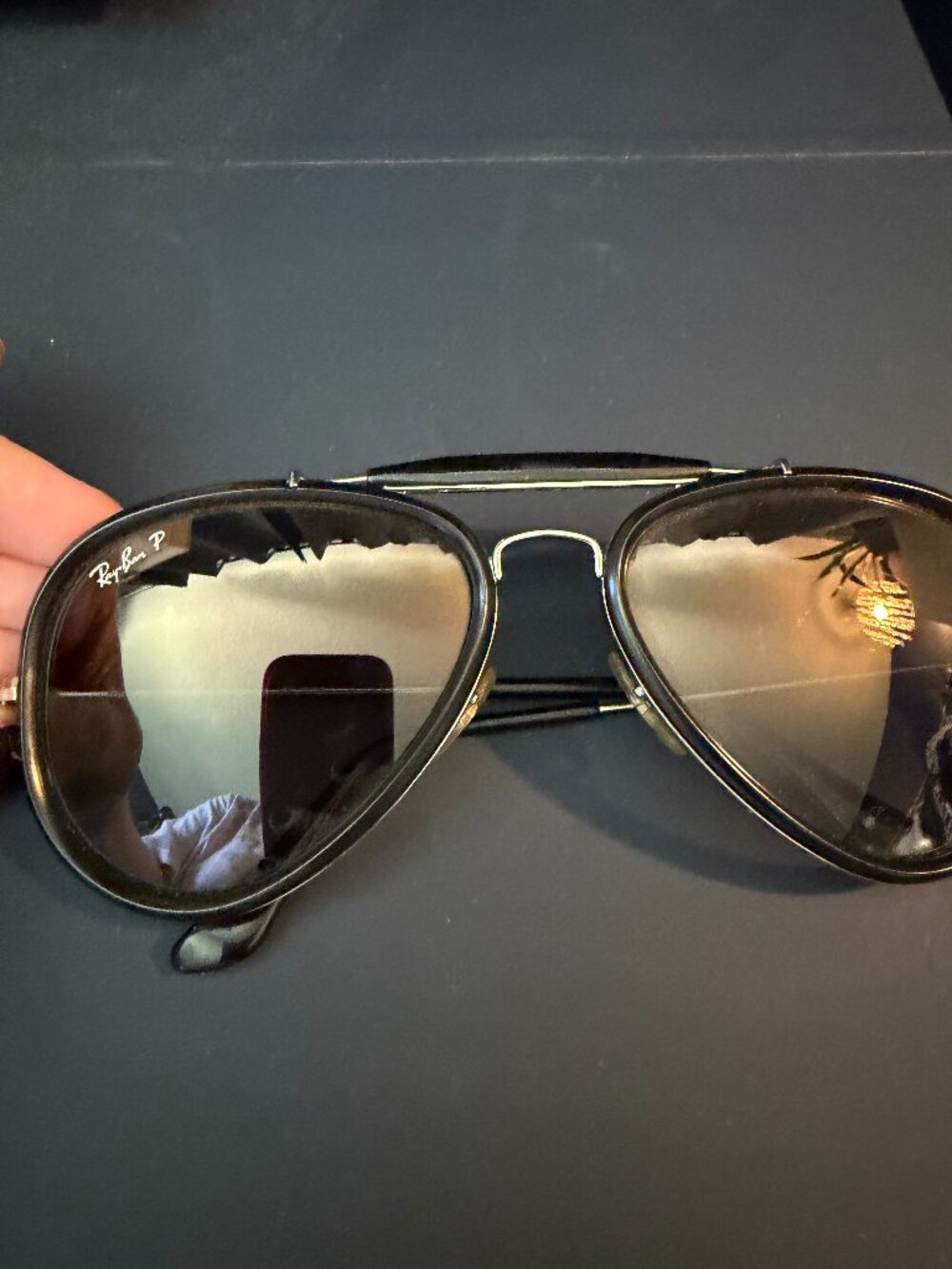 Ray Ban Black and Silver Outdoorsman Road Spirit Aviator Sunglasses
